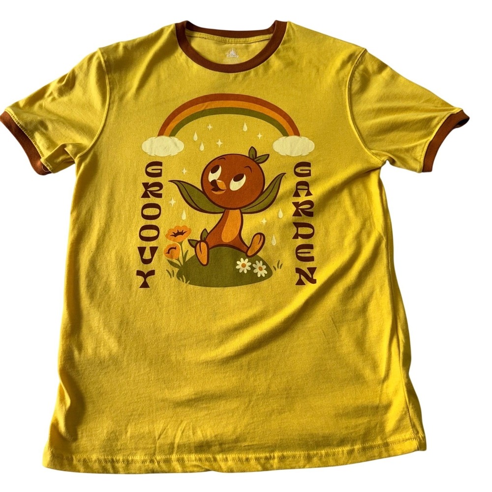 Disney Epcot Orange Bird Groovy Garden Graphic T Shirt Yellow Men's Size S